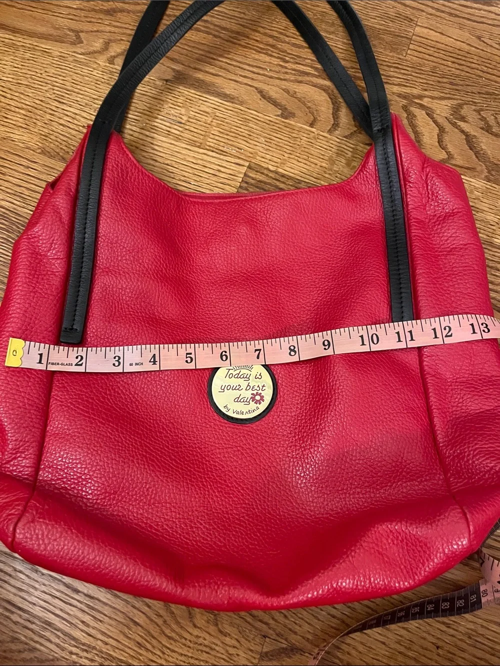 Valentina Women's Red Italian Leather Hobo Shoulder Bag Made in Italy